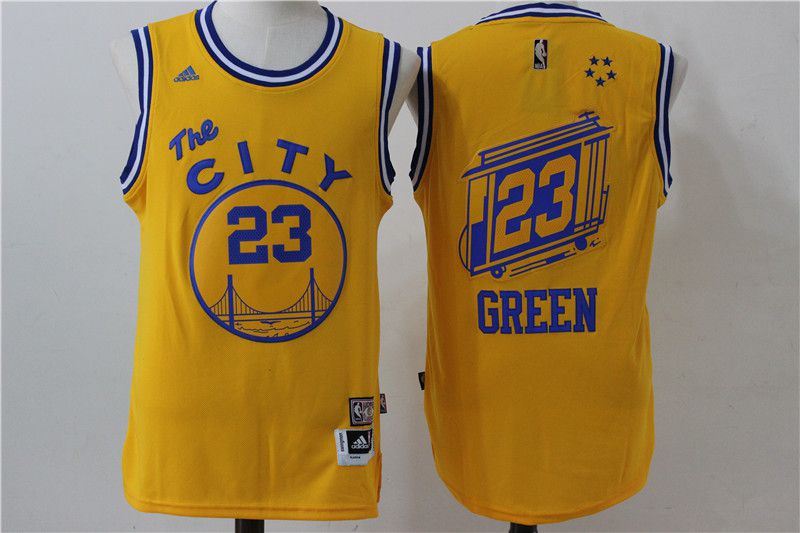 Men Golden State Warriors 23 Draymond Green Yellow City NBA Jerseys